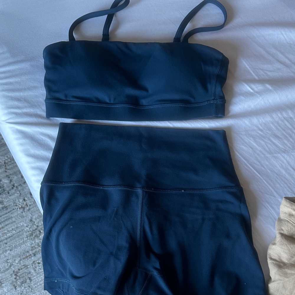 CRZ YOGA Navy Blue Sports Bra and Shorts Set